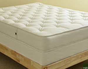 Exterior of an organic innerspring mattress.