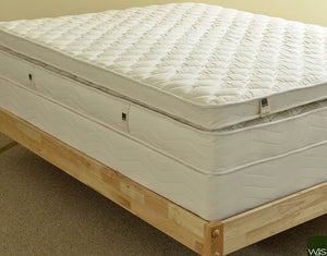 Exterior of a natural latex mattress with pillowtop