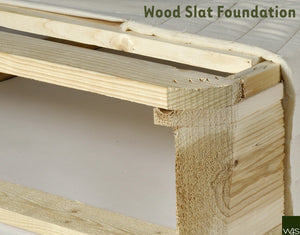 Inside of a wood foundation for an organic innerspring mattress